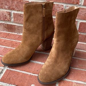 Franco Sarto Fawn Tan Suede High Ankle Booties